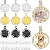 Hicarer 27 Pcs Rhinestone Bezel Pendant Trays Set Thanksgiving Gifts Christmas Gifts include 9 Round 25mm Double Sided Blank Rhinestone Bezel Tray with 18 Sublimation Blank Discs(Silver, Gold, Black)