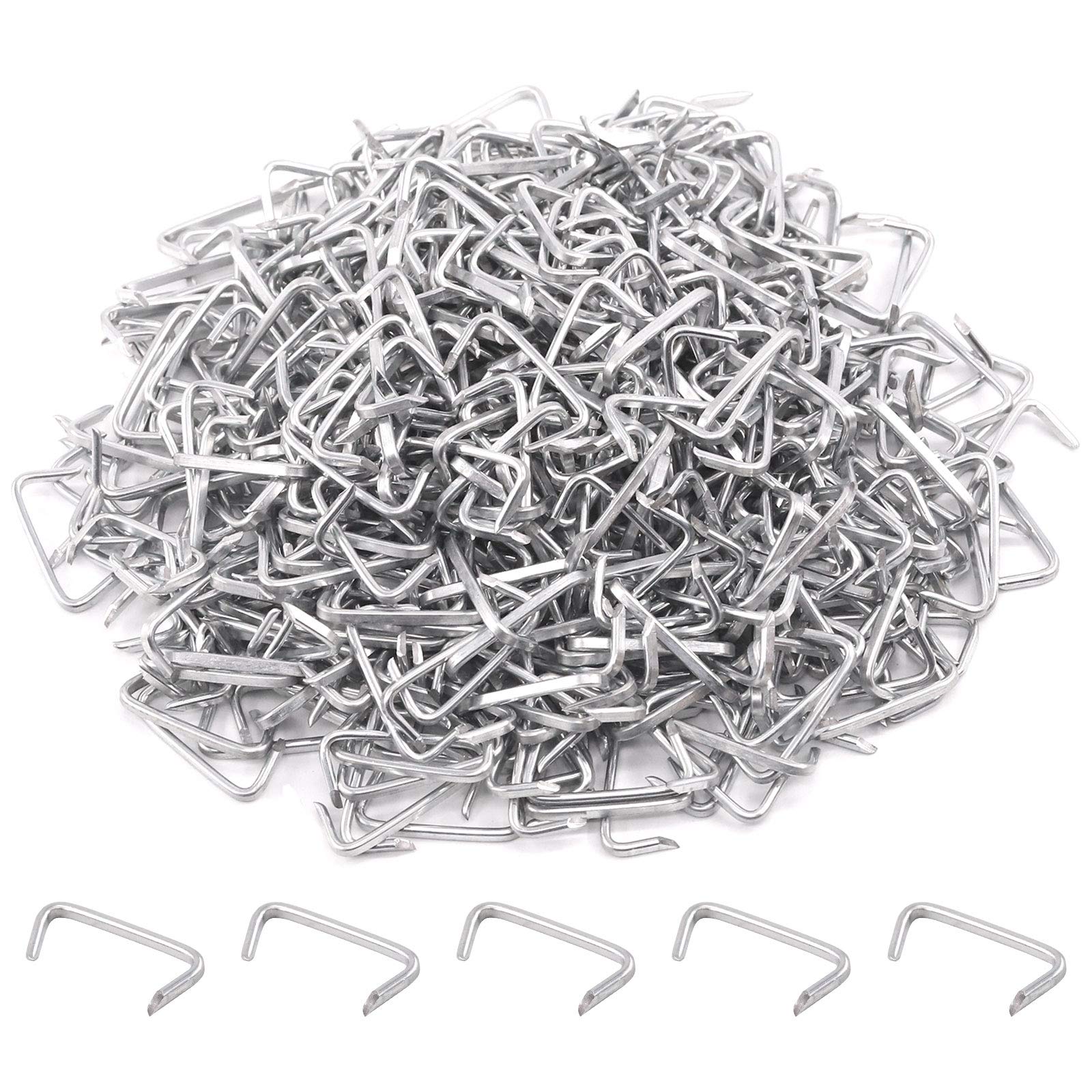 Rustark 1000 Pcs 3/4" Galvanized Hog Rings, Professional Upholstery Hog Rings Set for Furniture,Fencing,Bagging, Railing, Sausage Casing, Meat Bags, Shock Cords