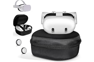Colelulu Hard Carrying Case for Meta Quest 3/Quest 2, with 2 Non-Slip Joystick Caps, Travel Case for Quest 3/2 Accessories, Travel and Home Storage Essential (Not Fit Head Strap)
