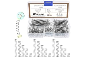 Wokape 100Pcs 0.8mm Thick Compression Springs Assortment Kit, 5 Sizes Mini Stainless Steel Compression Springs for Shop and H