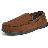 Dearfoams mens Keaton Memory Foam Indoor Outdoor Moccasin With Wide Widths Slipper