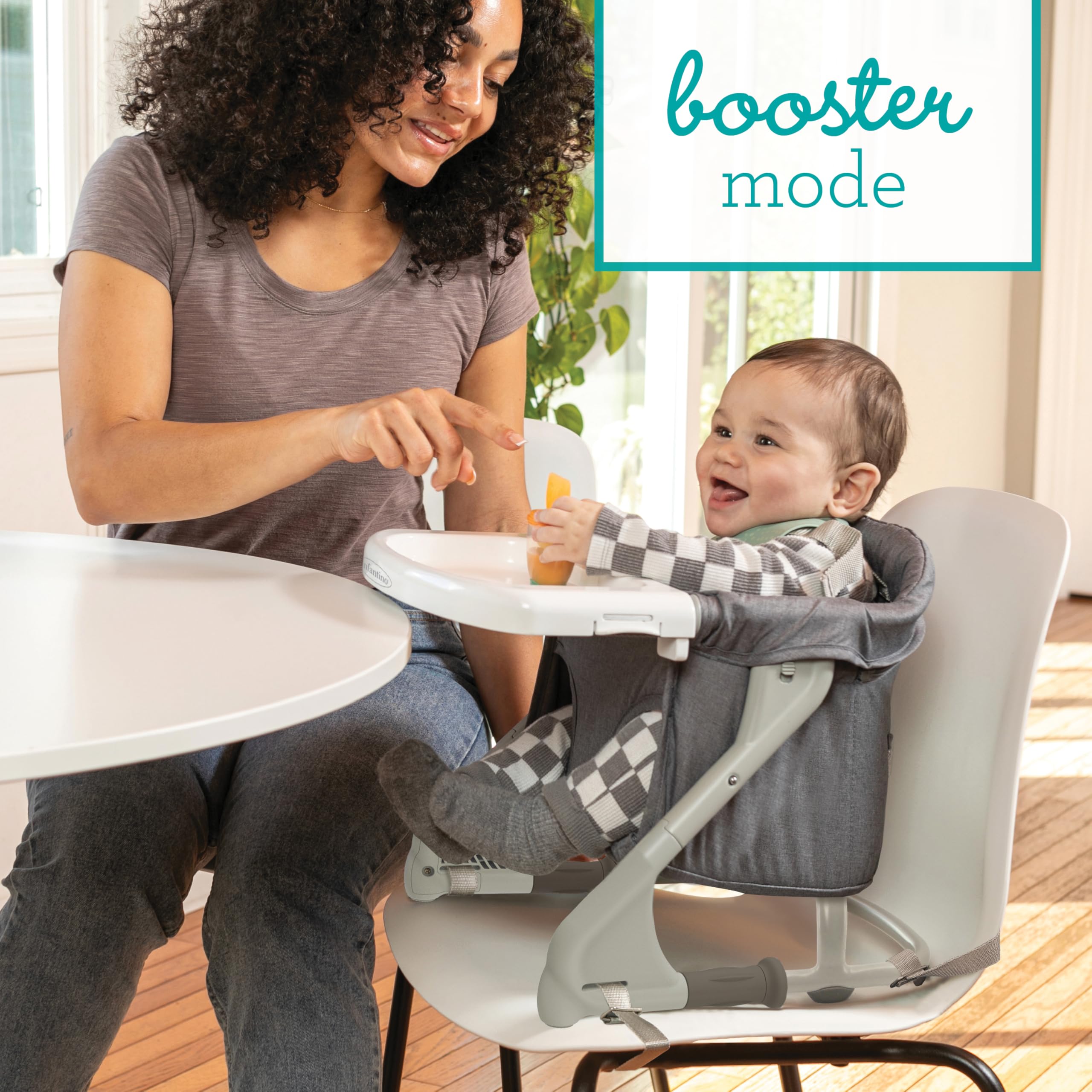 Infantino The Ultimate Travel Booster, Versatile and Travel-Friendly Booster, High Chair and Seat for On-The-Go Families, Gray