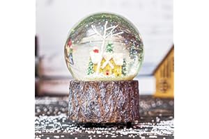 DUSVALLY Snow Globes Glitter Water Globe Musical Snow Globe Decoration Plays We Wish You a Merry Christmas, 100mm, House