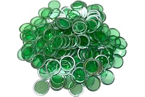 MR CHIPS Magnetic Bingo with Metal Ring 3/4 Inch 100 Upgraded Pieces Transparent Available in 7 Colors A Reusable Bag