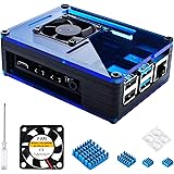Miuzei Raspberry Pi 4 Case with Fan Cooling Pi 4 Case with 4 Pcs Aluminum Heat Sinks Pi 4B Case for Raspberry Pi 4 Model B -B