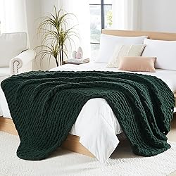 L'AGRATY Chunky Knit Blanket Throw - Soft Chunky