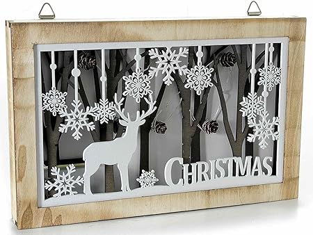 Idee Regalo Natale Amazon.Quadro Natalizio Luminoso Con Renne Bianche Idea Regalo Natale Amazon It Casa E Cucina