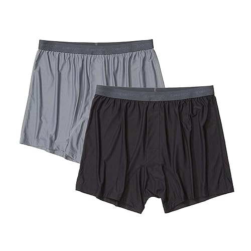ExOfficio Men's Give-N-Go 2.0 Boxer 2 Pack, Steel Onyx/Black, Large