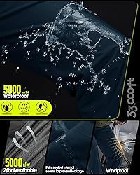 33,000ft Men's Rain Pants Waterproof, Windproof