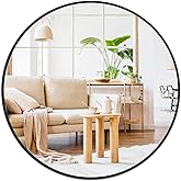 Fabuday Black Round Mirror 30 Inch - Large Circle Mirror for Bathroom, Living Room, Hallway, Entryway, Matte Aluminum Frame C