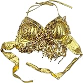 ZUYPSK Women's Sequin Bra Belly Dance Tassel Halter Top Festival Raves Party Club Wear Costume