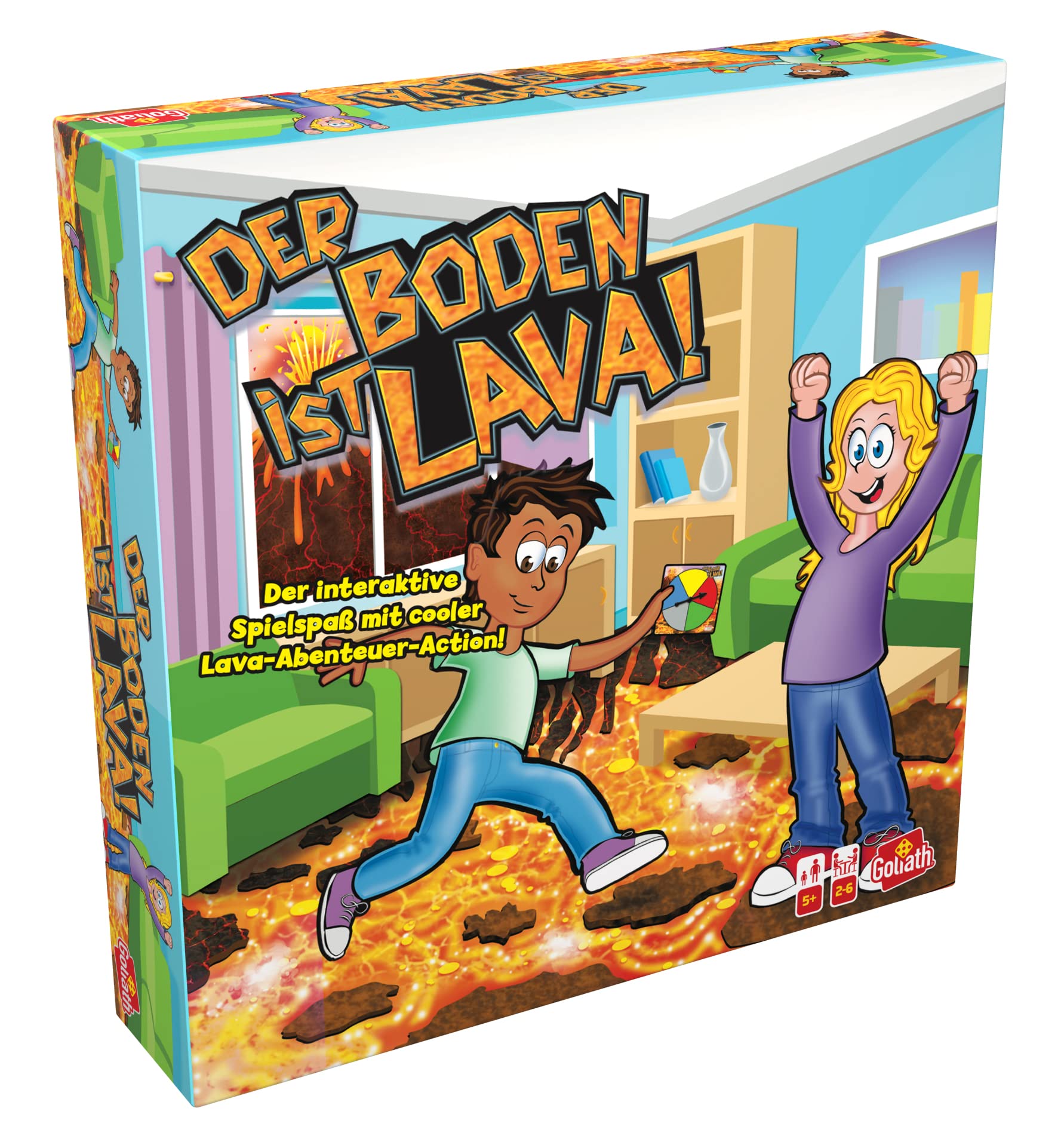 Goliath - Der Boden ist Lava, Spiel voller Bewegung für Drinnen und Draußen ab 5 Jahren, Für die Ganze Familie, Gesellschaftsspiel für 2 bis 6 Spieler
