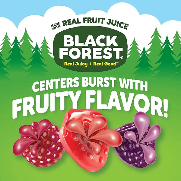 BLACK FOREST JUICY BURST FRUIT SNACKS, BERRY MEDLEY, 0.8 OUNCE POUCHES (22 COUNT)