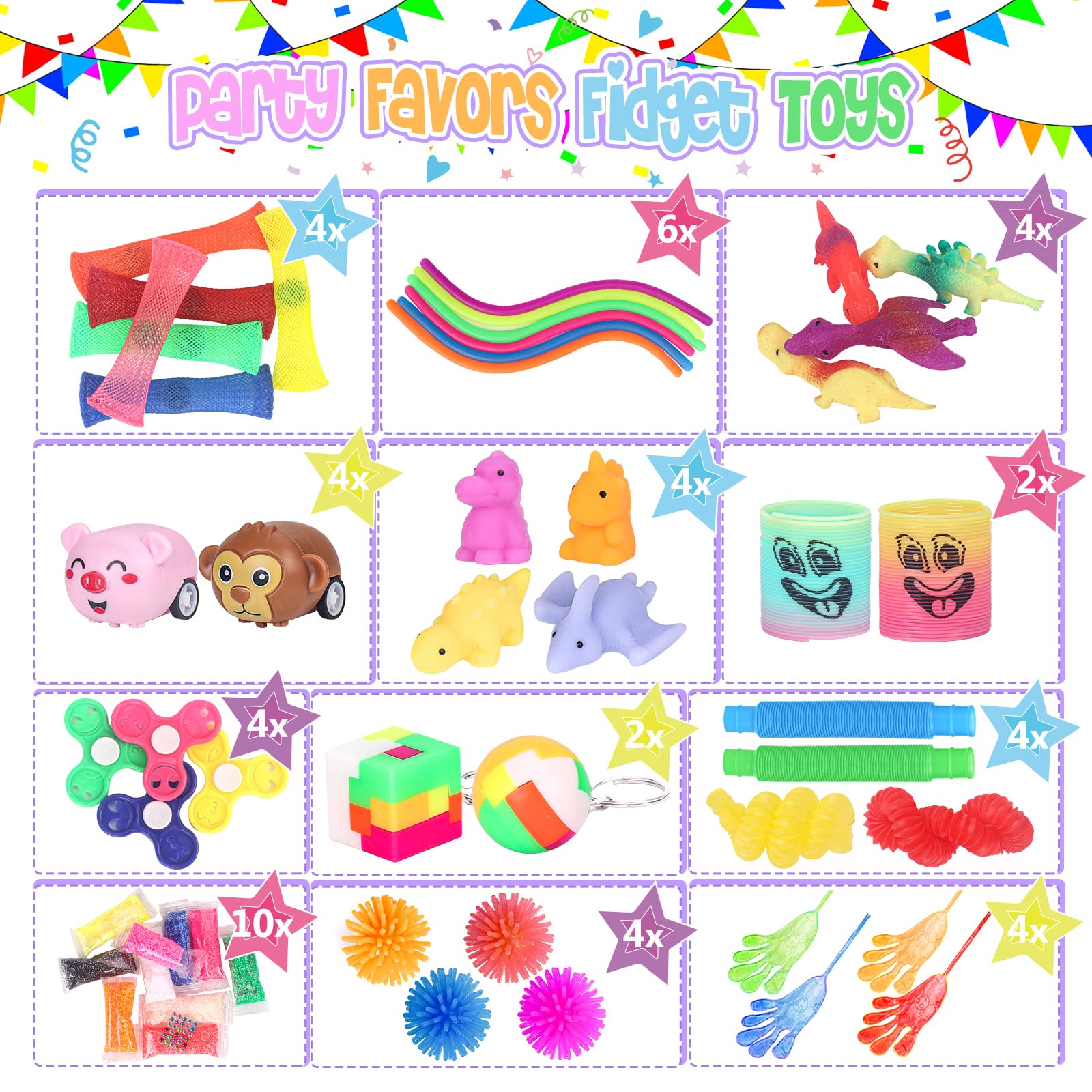 Fidget Toys, 68 Pack Party Favors for Kids, Treasure Box Toys for Classroom Prizes, Sensory Fidget Toys Carnival Prizes, Pinata Filler, Goodie Bag Stuffers Gifts for Kids Age 3 4 5 6 7 8+