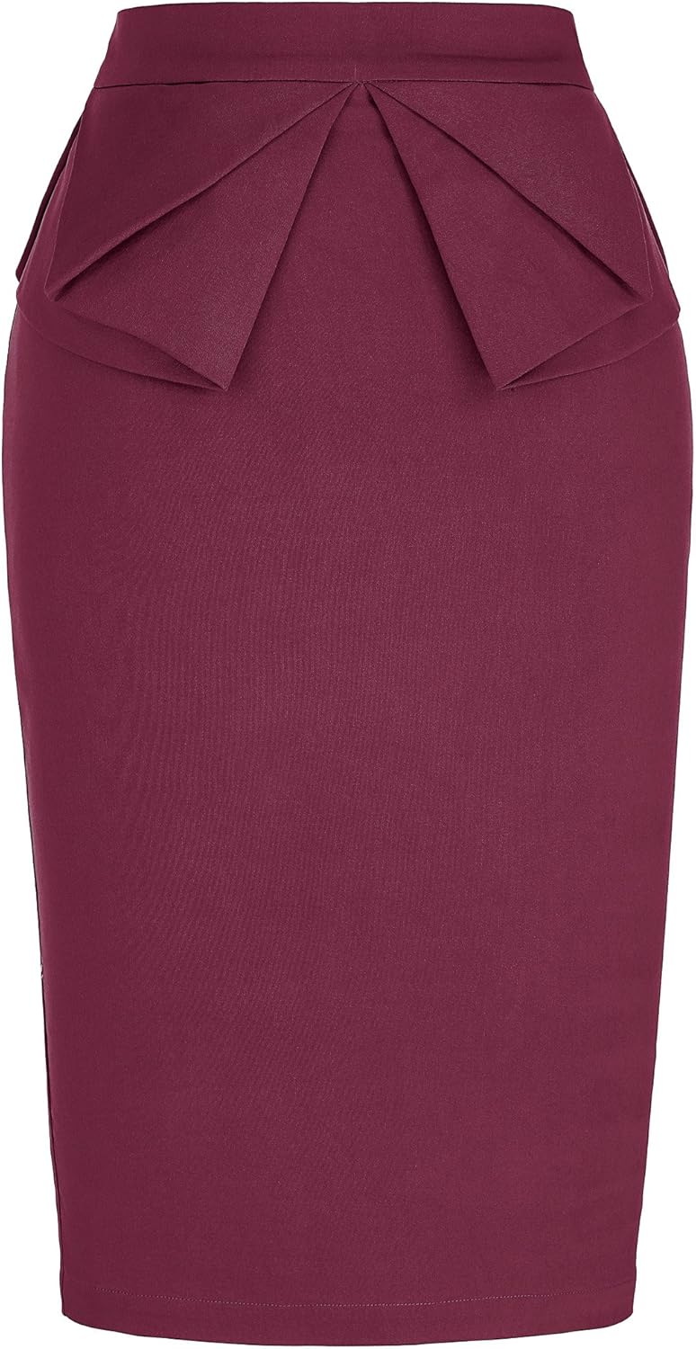 GRACE KARIN Women's Wear to Work Stretchy Ruffled Office Pencil Skirt