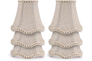 Fuloon Small Lamp Shades Clip on Bulb, Modern European Style Chandelier Candelabra Lampshades, French Country Chandelier Lamp Shades, 3.1x4.7x5.5 in, 6 Pack (Sand Beige)