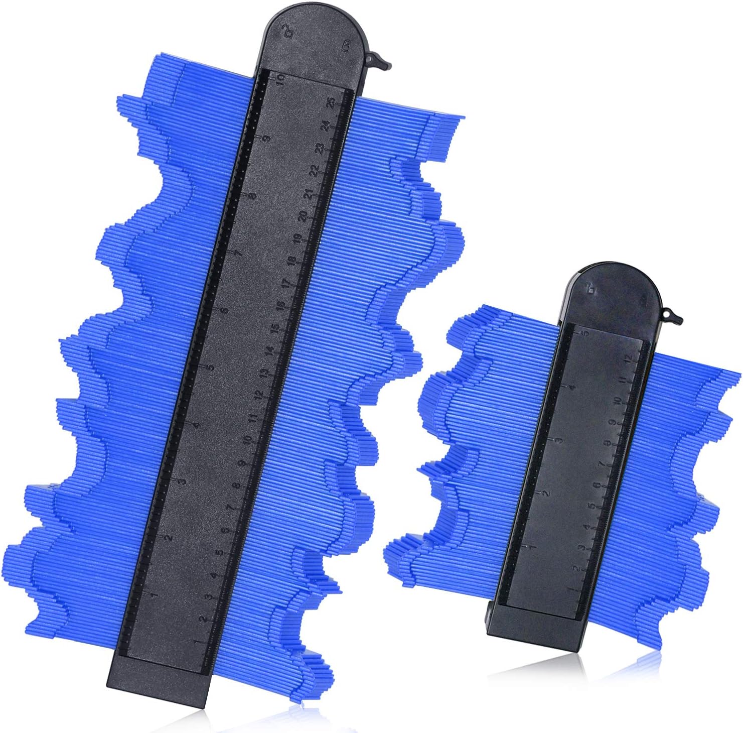 Langwolf Profile Tool, 2 Pack Contour Gauge With Lock,5" And 10" Widen Contour Duplications Gauge,Precisely Copy Irregular Shape Duplicator Fit For Corner, Pipe, Tile, Woodworking,DIY And more (Blue)