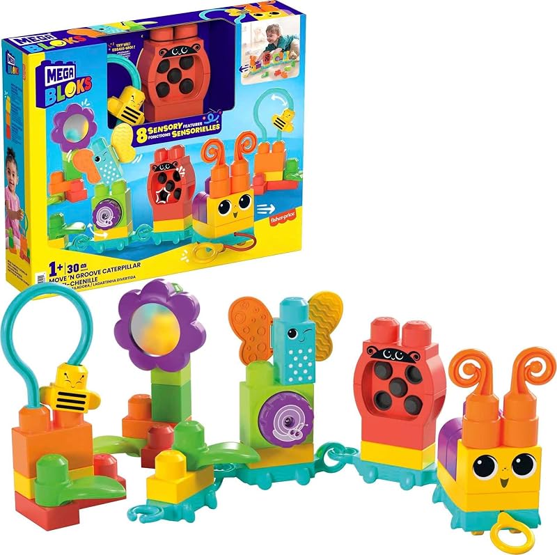 Mega Brands Mega Bloks Fisher-Price Sensory Caterpillar Train 30 Pieces HKN44