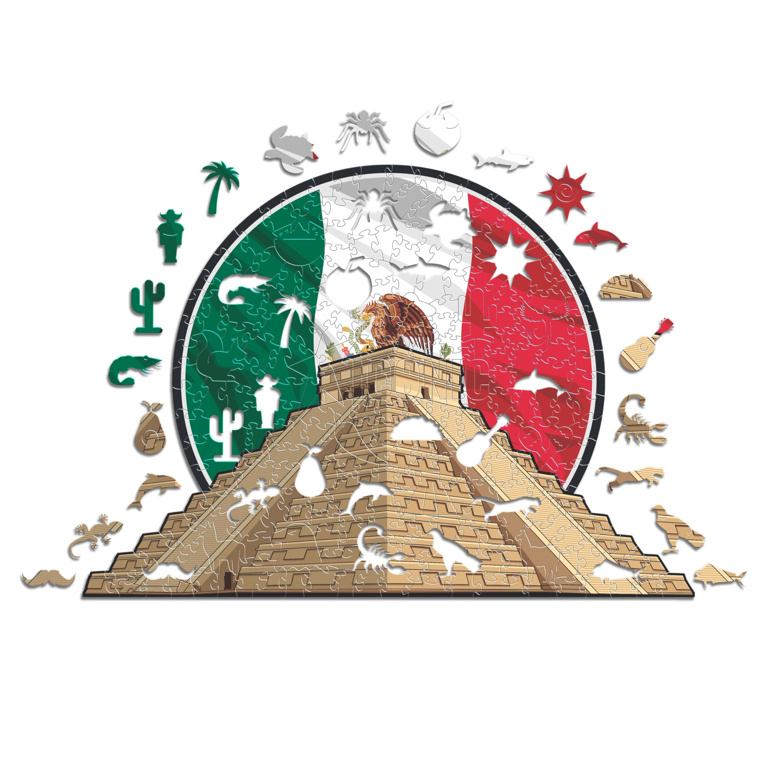 Iconic Puzzles, Chichén Itzá, 100% eco-sustainable wooden puzzle, size S, 150 pieces