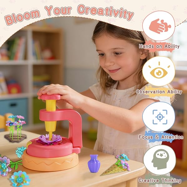 KEGOZ FLOWER MAKING MACHINE FOR KIDS, DIY FLOWER CRAFT KIT WITH FLOWER MAKER, ARTS AND CRAFTS FOR GIRLS AGES 4-6-8, BIRTHDAY EASTER GIFTS FOR 4 5 6 7 8 9 YEAR OLD GIRLS, KIDS DIY BOUQUET MAKING TOY