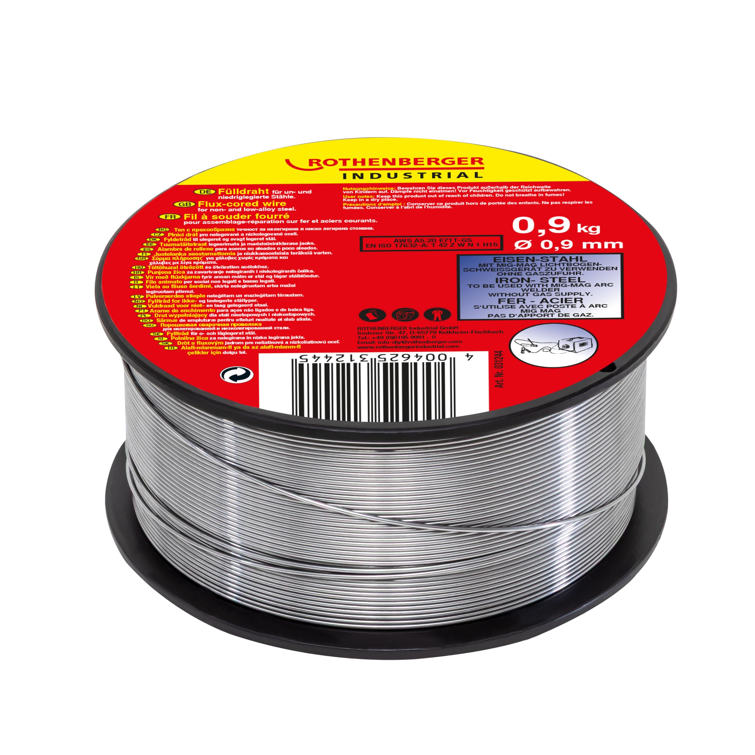 ROTHENBERGER Industrial cored wire for non-alloy and low-alloy steels, Ø 0.9 mm; weight: 0.9 kg