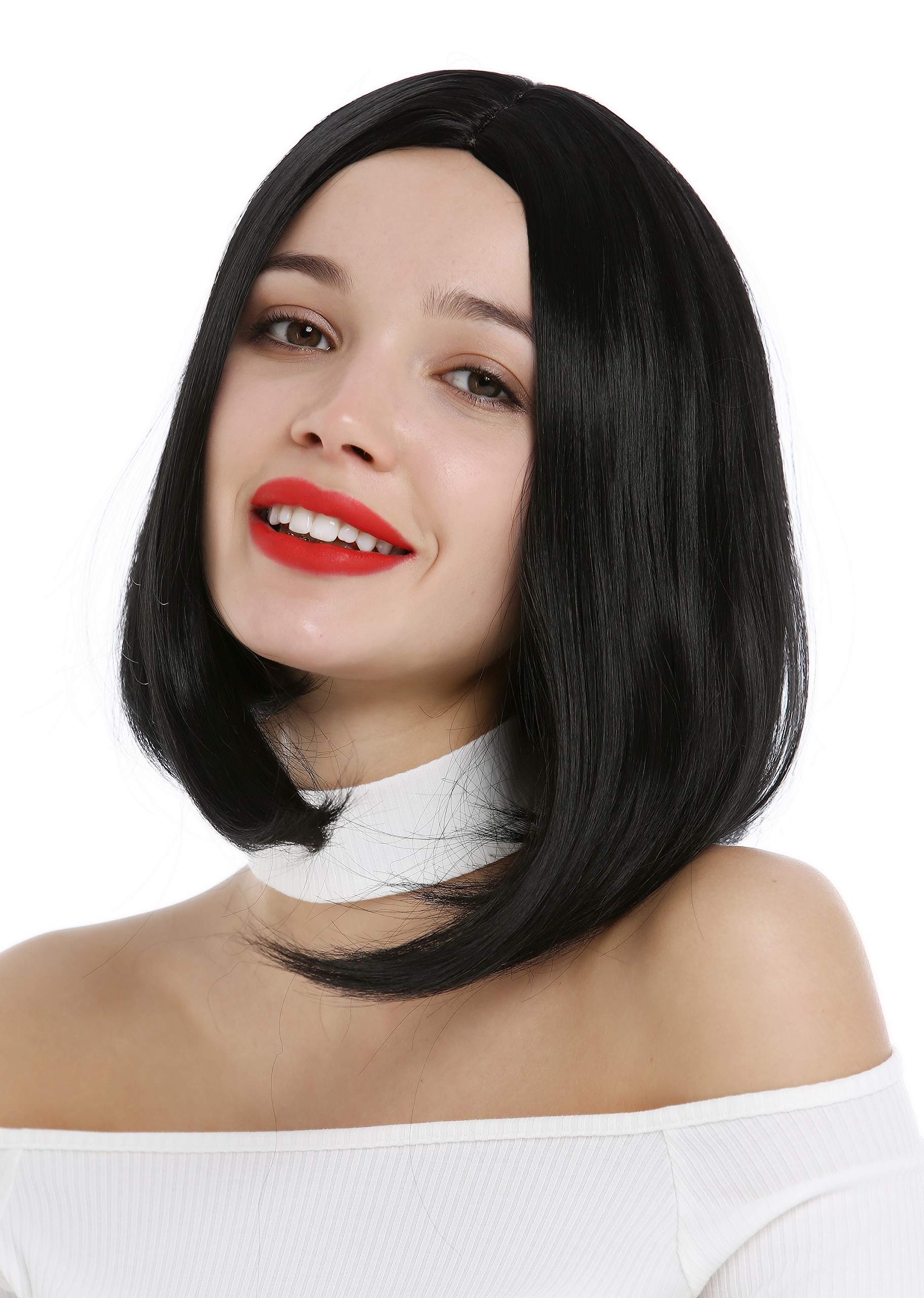 WIG ME UP - YZF-4365-1B Lady wig short concave bob style straight middle-parting clavi cut black