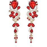 VANGETIMI Fashion Rhinestone Statement Drop Dangle Earrings Long Colorful Crystal Bridal Wedding Teardrop Chandelier Earrings for Women Prom Pageant
