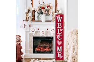 ARKUKT Valentine's Day Welcome Porch Sign Decor Love Wooden Hanging Sign Door Porch Standing Decorative Signs Plaques for Front Door Farmhouse Outdoor Indoor Welcome Sign Wall Craft Decor 47.2"H