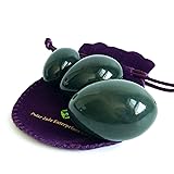 Nephrite Jade Eggs 3-pcs Set, Drilled, with One Box