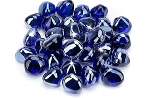 Stanbroil 10-Pound Fire Glass Diamonds - 1/2 inch Luster Fire Glass for Fireplace Fire Pit and Landscaping, Royal Cobalt Blue Luster