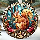 LUCAGIFT Squirrel Ornament - Squirrel Gifts for Lovers, Women, Men - Cute Funny Animals Ornaments for Christmas Tree - Animals Squirrels Themed Gifts - Stained Glass Style Acrylic Ornament 2025
