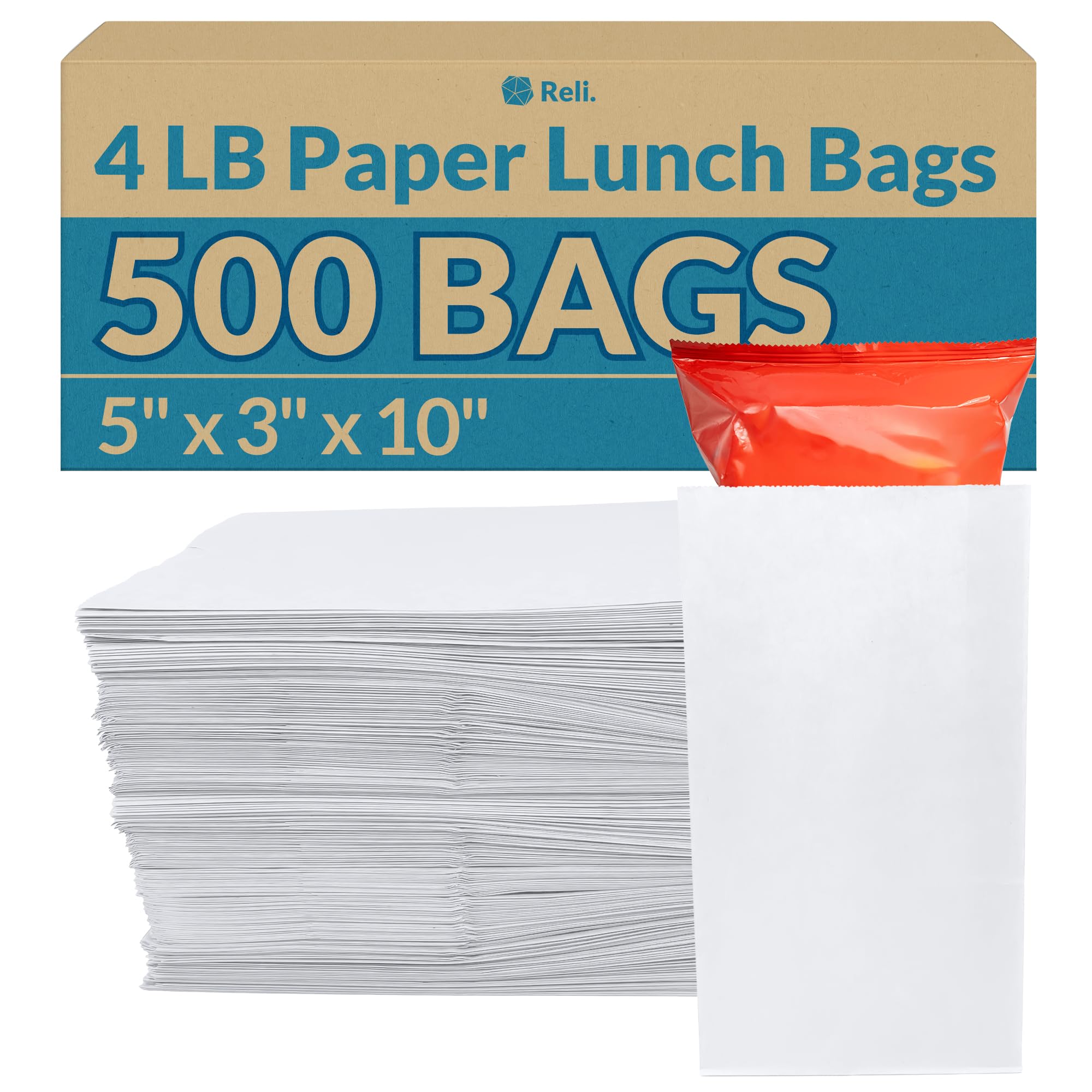 Photo 1 of Reli. White Paper Bags | 500 Count | Paper Lunch Bags Ideal for Small Lunches and Crafts | Perfect for Sandwiches and Snacks