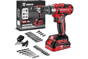 DEKOPRO 20V Cordless Drill Driver Kit - Electric Power Drill with 2 Variable Speeds, 18+1 Torque Settings, Battery & Charger 