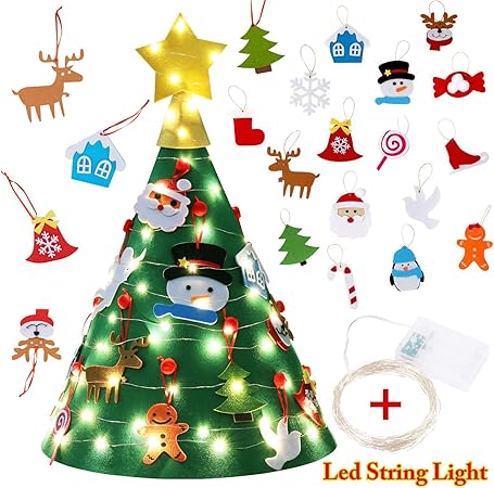 Decorazioni Natalizie 3d.Diy Albero Di Natale 3d Albero Di Natale In Feltro Con 30 Pz Ornamenti Pezzi Staccabili