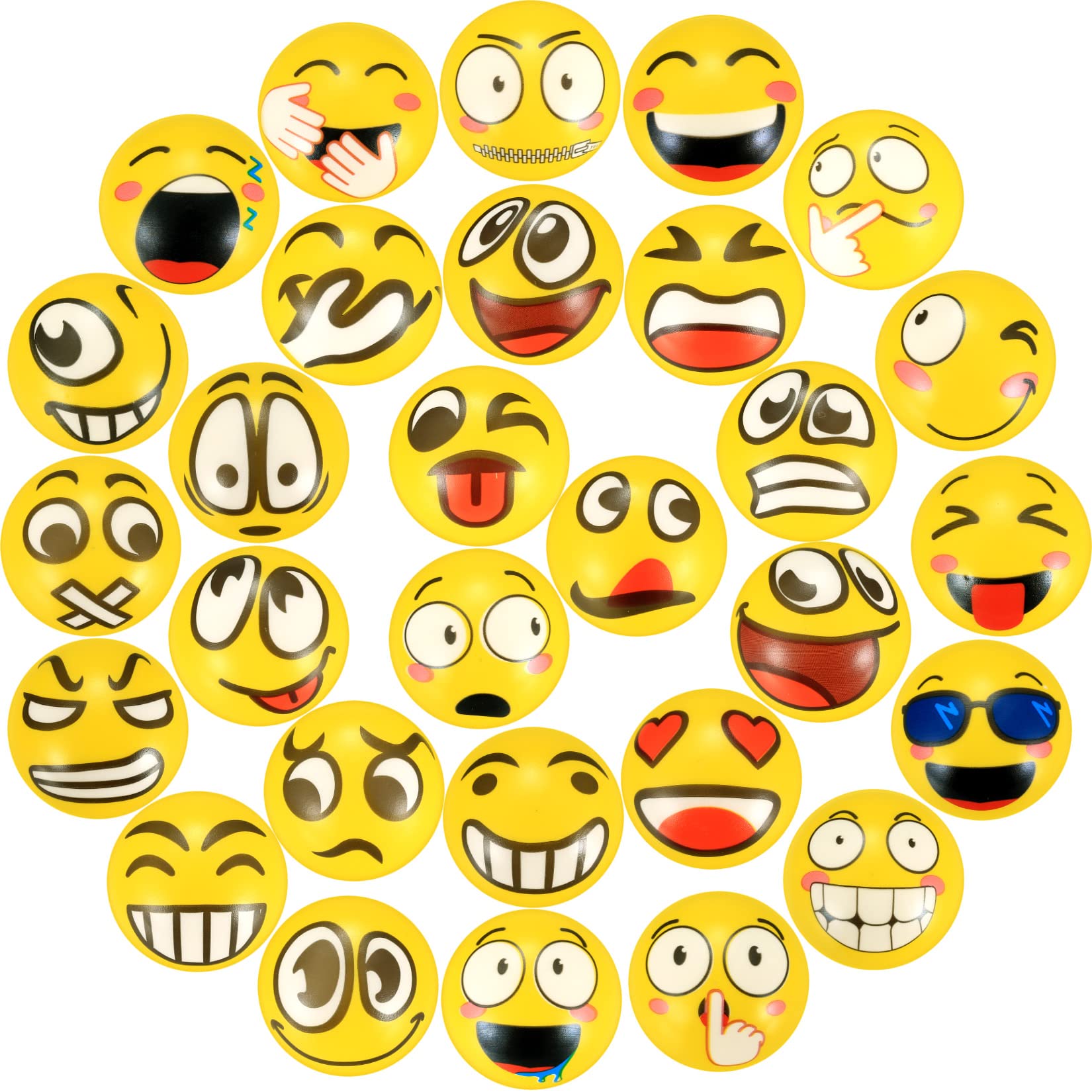 18 Pcs Stress Balls, 6.3 cm Stress Relief Balls, Novelty Emoticons Squeeze Balls, Finger Hand Exercise Toys Balls, Smiley Squishy Balls Toys, for Adults Teens Party Favour Bag Fillers