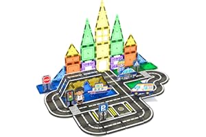 IGIVI 104 PCS Magnetic Tiles Road Set, STEM Construction Toys for Kids Ages 3-5 5-7 4-8, Magnet Building Blocks for Toddler Toys Games, Christmas Birthday Gifts for 3+ Year Old Boys Girls