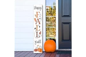 AUSTAB Happy Fall Y'all Wooden Porch Sign 47" Autumn Large Welcome Porch Sign for Pumpkin Sign Home Front Door Yard Party Decor
