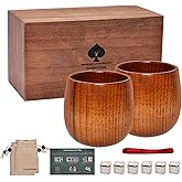 Tinnberlohas Wooden Whiskey Glasses Set of 2 – Durable Bourbon Glass for Men, Insulated Old Fashioned Glass – Whiskey Gifts for Husband, Dad, Brother – Birthday, Christmas, Father’s Day, Retirement