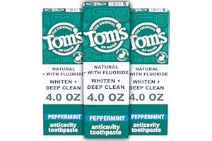 Tom's of Maine Whiten Plus Deep Clean Whitening Toothpaste, Natural Whitening Toothpaste with Plant-Based Cleansers, Enamel Safe, Whitens Without Causing Sensitivity, Peppermint, 4.0 oz (Pack of 3)