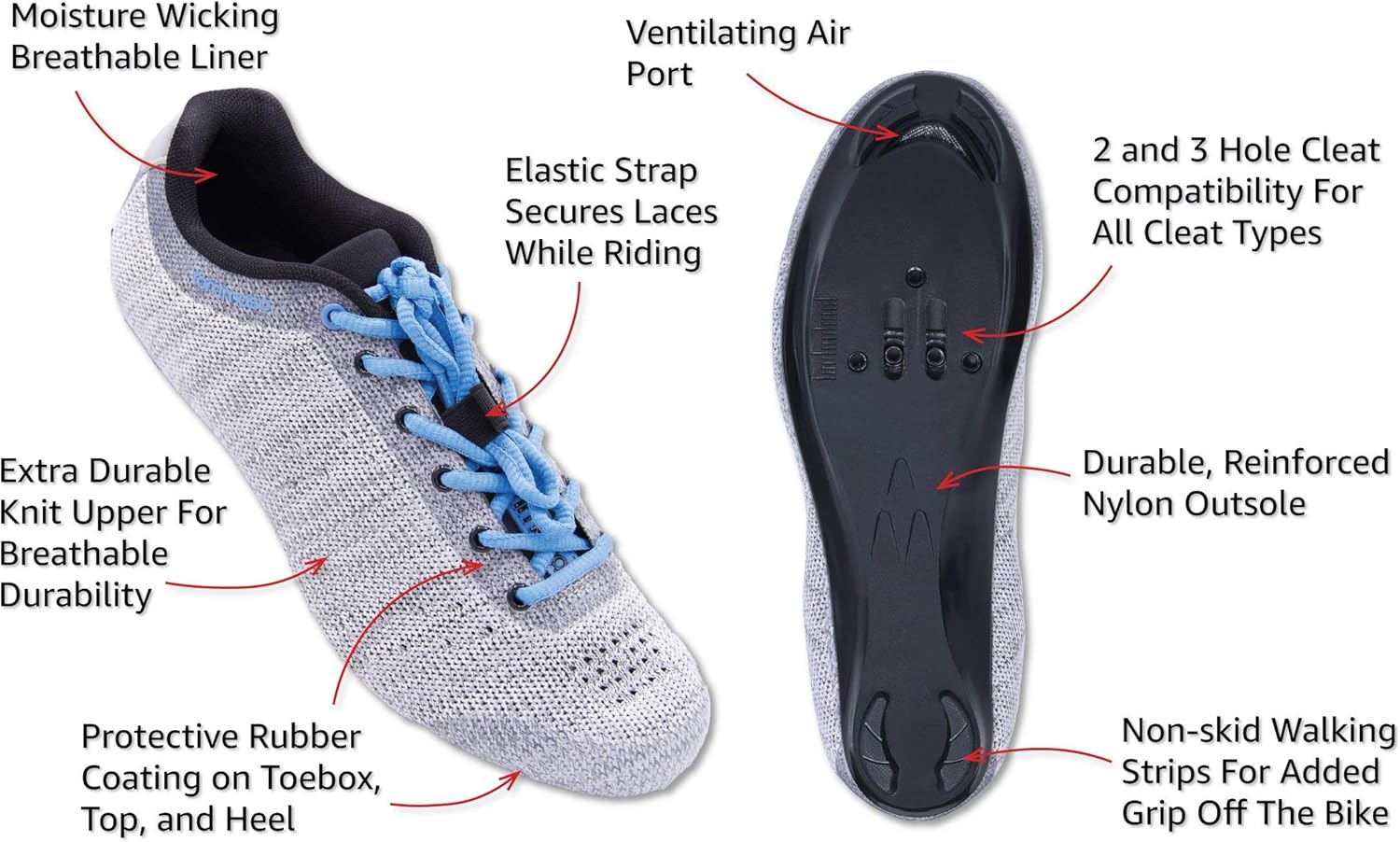  | Tommaso Pista Aria Knit Women's Spin Class Ready Cycling Shoe and Bundle with Compatible Cleat, Look Delta, SPD - Black, Pink, Grey, Blue | Cycling