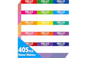 15 Colors 405 PCs Name Tag Rainbow Sticker in for Themed Party School Office Home (3"x2" Each)