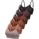 Geyoga 6 Pcs Sports Bra for Women, No Underwire Wireless Bralette Support Padded Cami Bra Seamless Camisole Tank Top