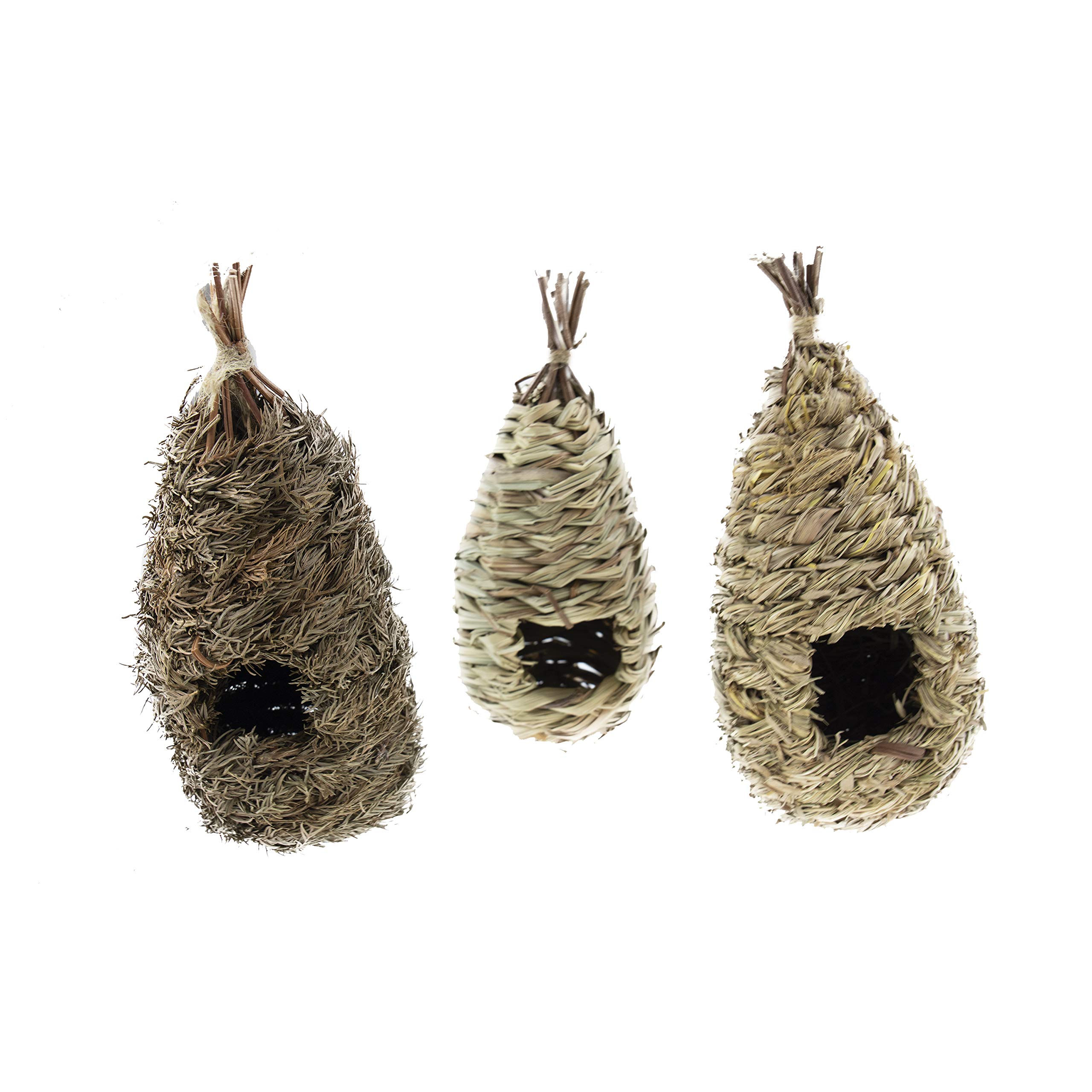 Photo 1 of Clever Garden Hanging Hummingbird House Brown Set of 3 Grass Hand Woven Nest Birdhouse Perfect for Outdoor Home and Garden Decoration