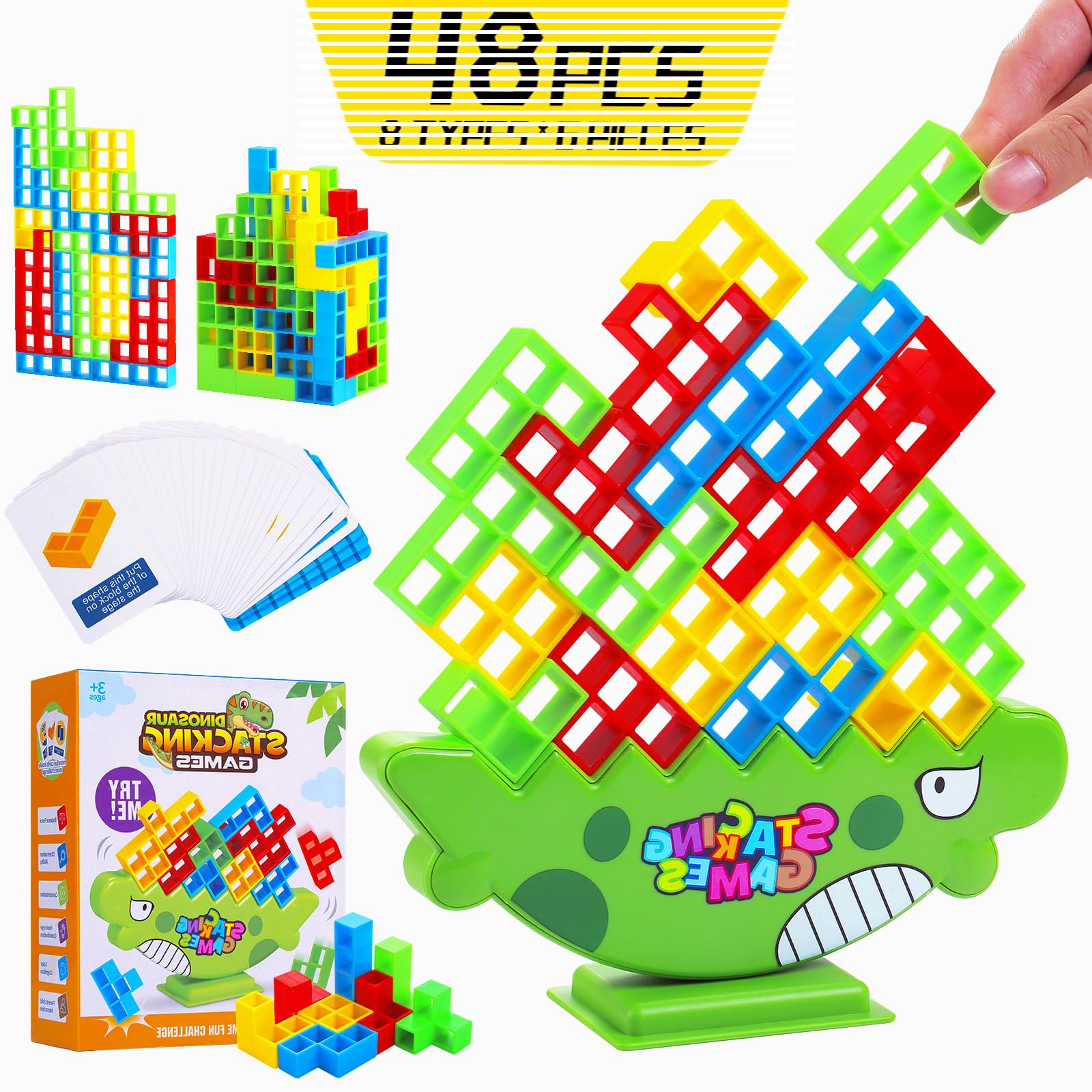 Photo 1 of loojzz 48 Pcs Tetra Tower Fun Balance Stacking Building Blocks Board ? Attack Game Games for 2 Players?Gifts for Kids, Adults, Friends, Teams, classrooms, Family Game Nights and Parties (B)