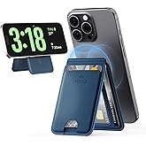 iWALK Stronger Magnetic Wallet, Upgraded for MagSafe Wallet, RFID Blocking, 5 Card Holder with Adjustable Stand, Slim Leather Phone Wallets for iPhone 16/15/14/13/12 Series, iPhone Wallets Navy Blue