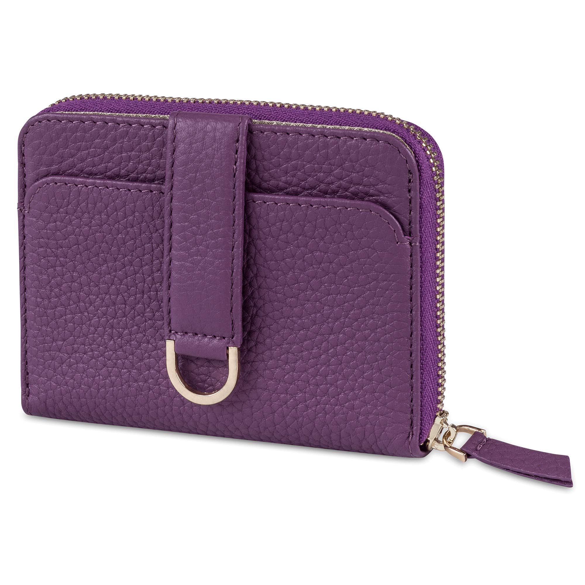 Vaultskin BELGRAVIA Women's Small Zippered Leather Wallet, Luxury RFID-Blocking Mini Purse for Cash and Cards in Spanish Violet