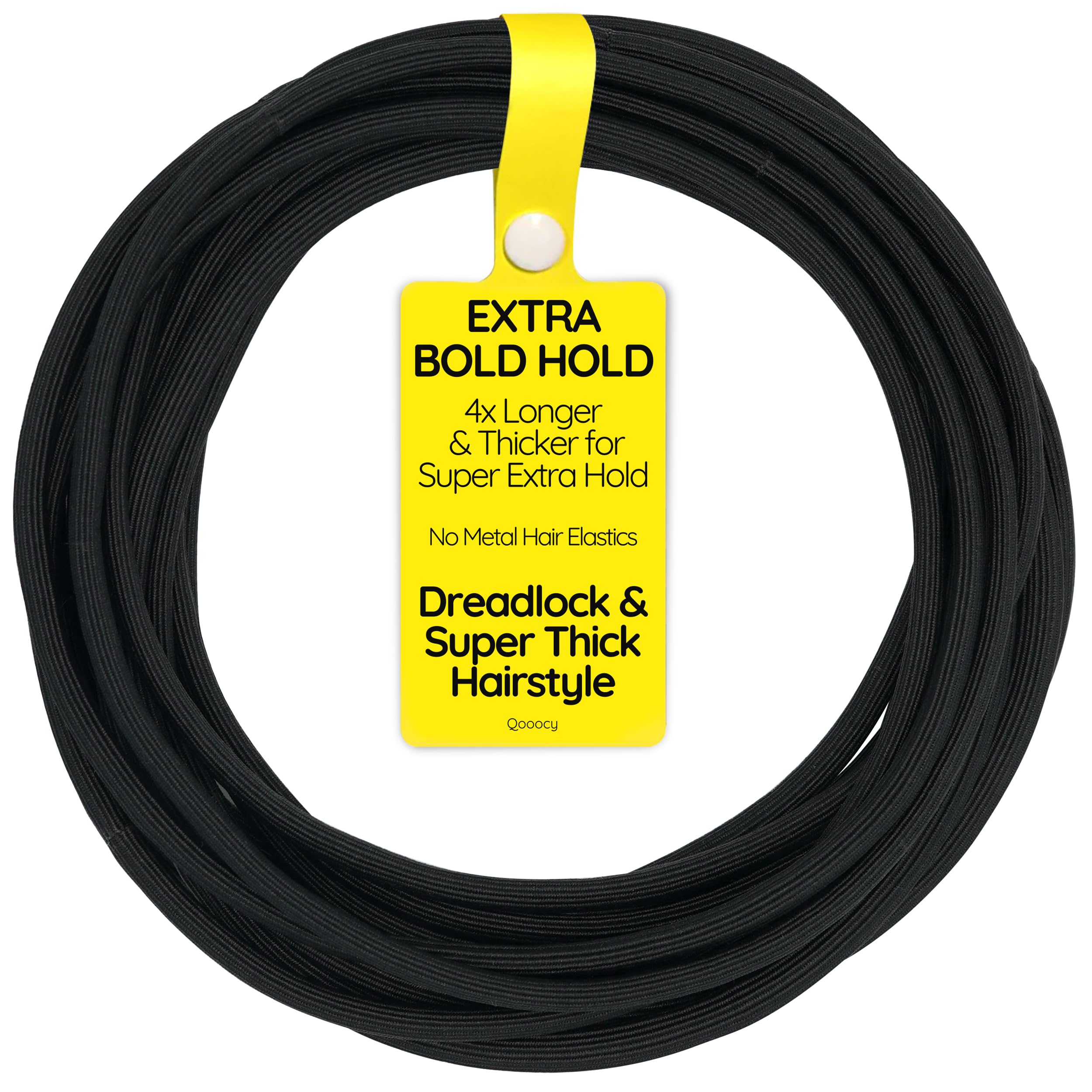 Photo 1 of Qooocy 12-Pack 4x Extra Long Hair Ties - Ideal for Dreadlocks, Curly, Extra Thick Hair - Durable, Oversized, and Gentle Ponytail Holders, Black