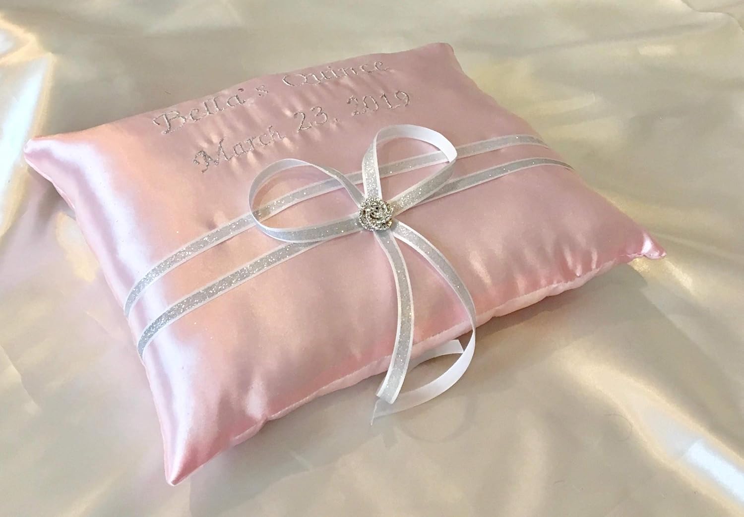 Amazon Com Name Embroidery Light Pink Satin Pillow Sweet Sixteen