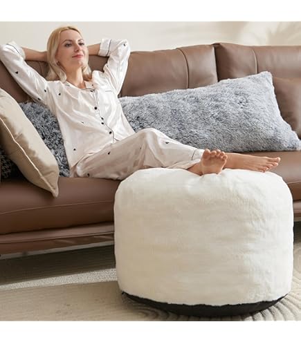 Amazon.com: Jaxx Ellis Ottoman Shearling Faux-Lamb Plush Pouf for