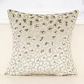 Alerfa Beige Floral Throw Pillow Cover 20 x 20 Inch Cut Velvet Sqaure Luxury Decorative Pillow Cover for Couch Living Room Bedroom